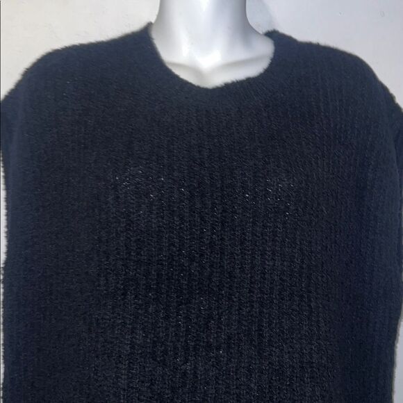 EILEEN FISHER Black Organic Cotton Cashmere Blend Chunky Knit Sweater Vest-XS - Picture 2 of 8